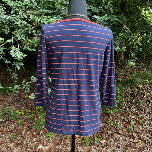 LL Bean Striped Boatneck 3/4 Sleeve Tee S Reg - Picture 3 of 6